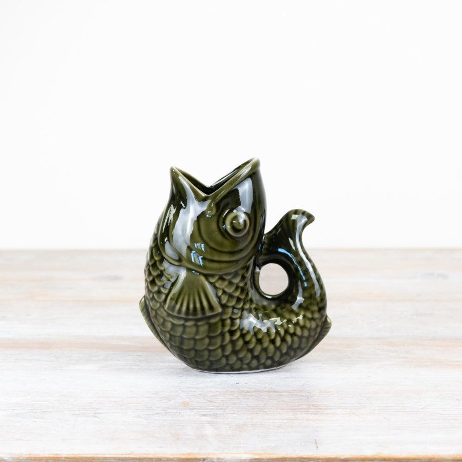 Large Ceramic Fish Vase - Green