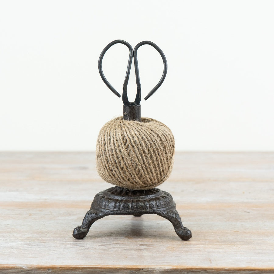 Cast Iron Twine Holder With Scissors