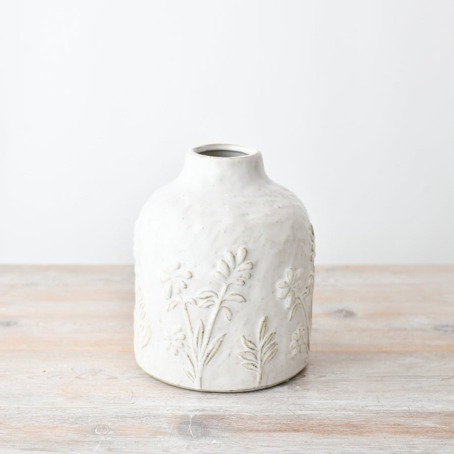 Ceramic White Floral Vase