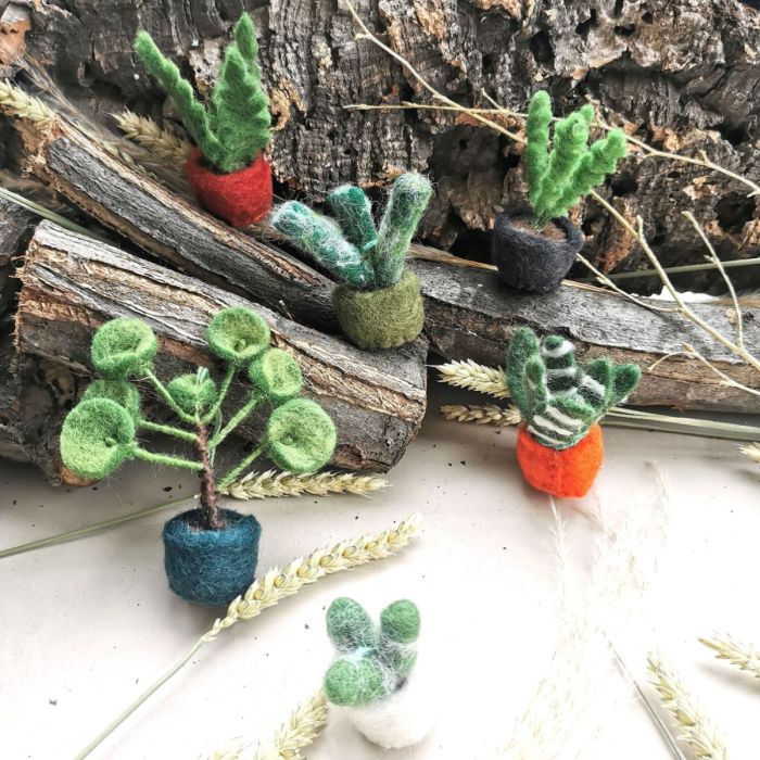 Handmade Felt Hanging Mini Plants