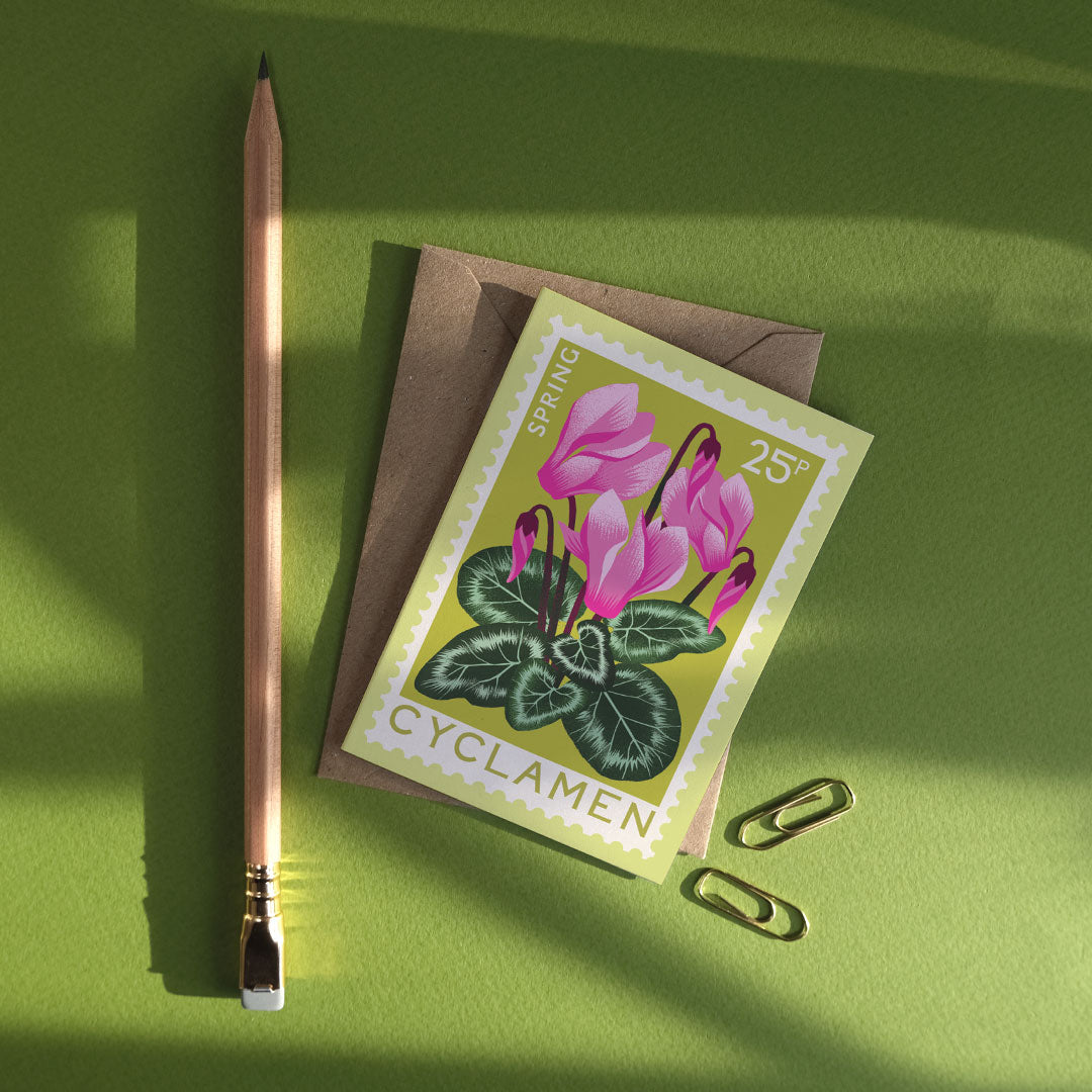 Cyclamen Mini Greetings Card