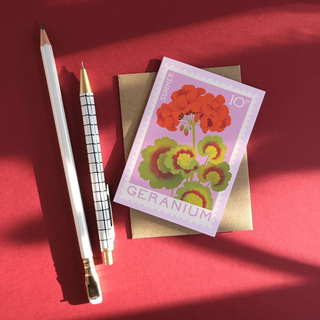 Geranium Mini Greetings Card