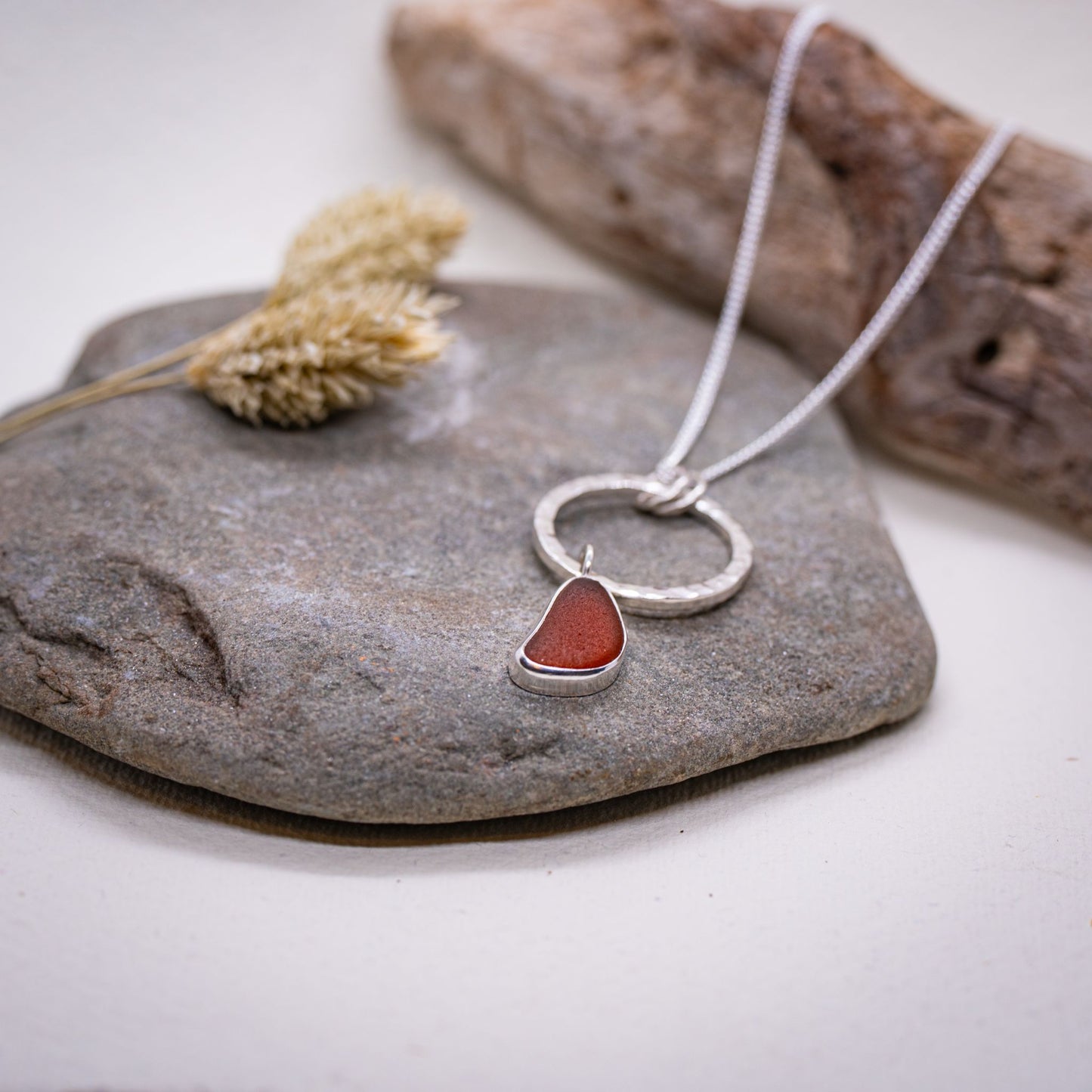 Hanging Amber Seaglass Necklace