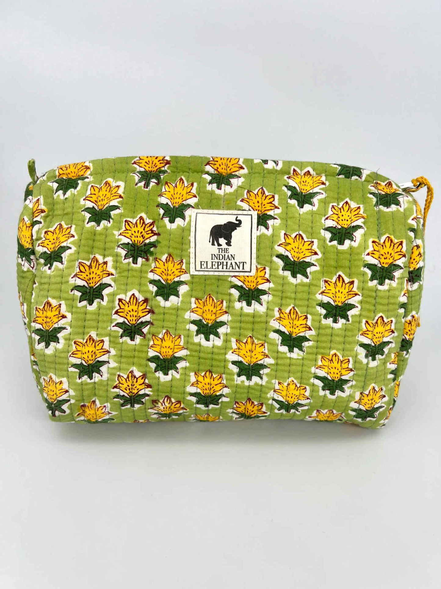 Blockprint Makeup Bag - Green Floral