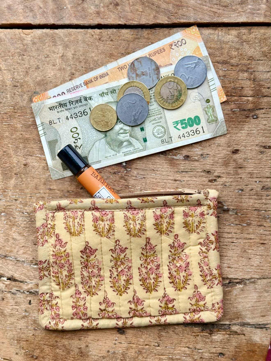 Block Print Coin Purse - Vintage Paisley