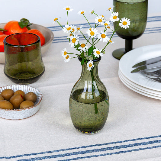 Green Hand Blown Bud Vase