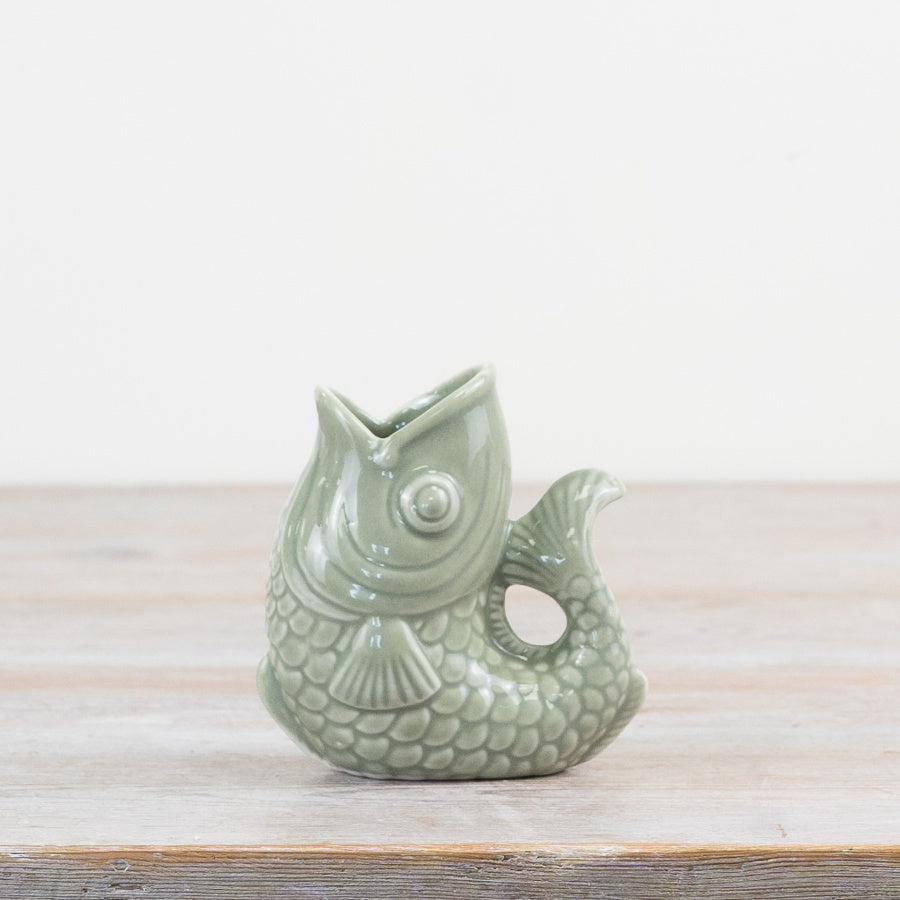 Ceramic Fish Vase - Sage Green