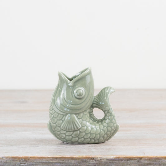 Ceramic Fish Vase - Sage Green