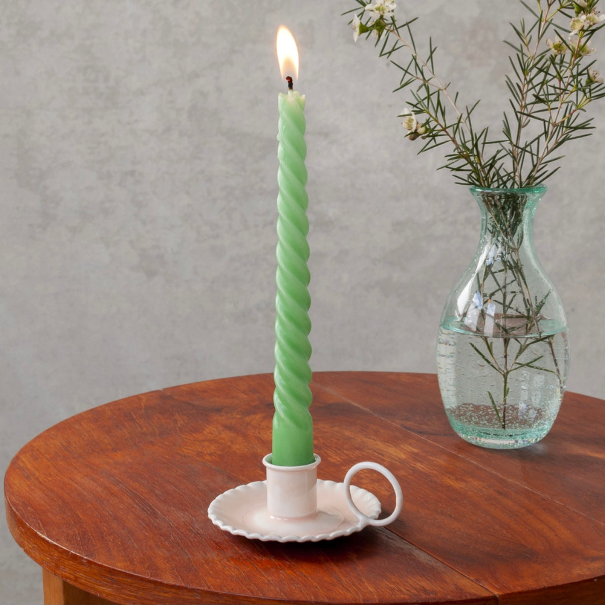 Enamel Candle Stick Holder - Pink