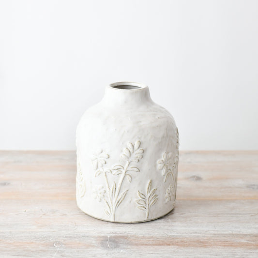 Ceramic White Floral Vase