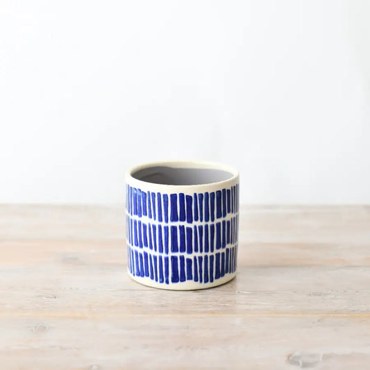 Blue Pattern Stoneware Planter