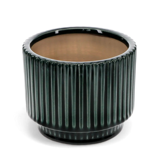 Dark Green Ridged Plant Pot