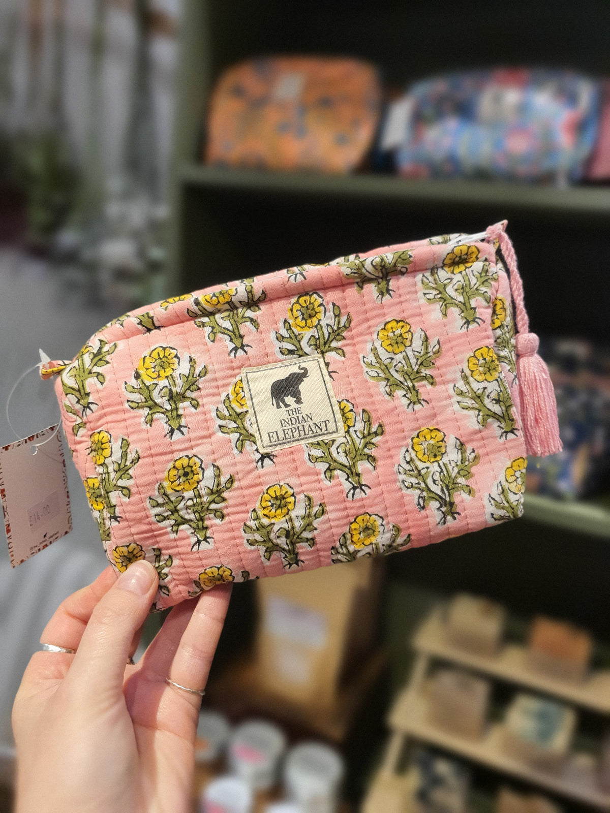 Blockprint Makeup Bag - Pink Floral