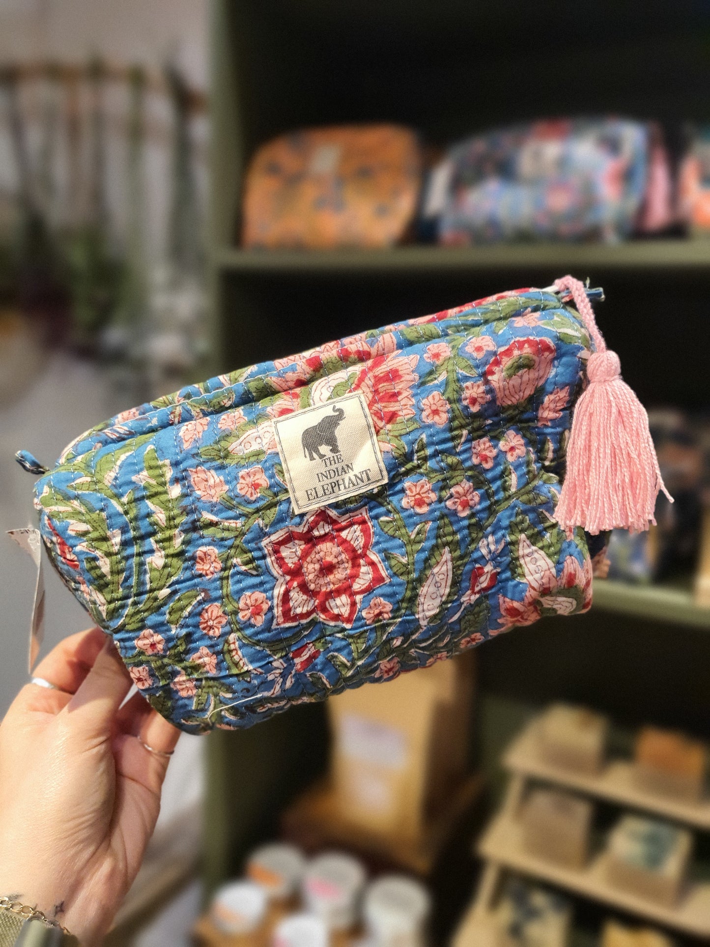 Blockprint Makeup Bag - Blue