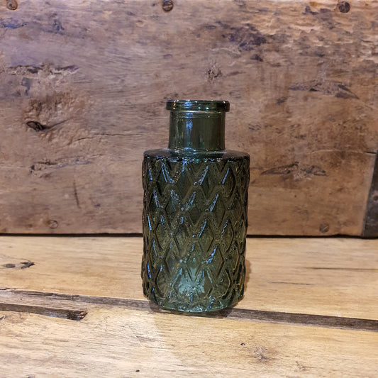 Dark Green Geometric Glass Bottle